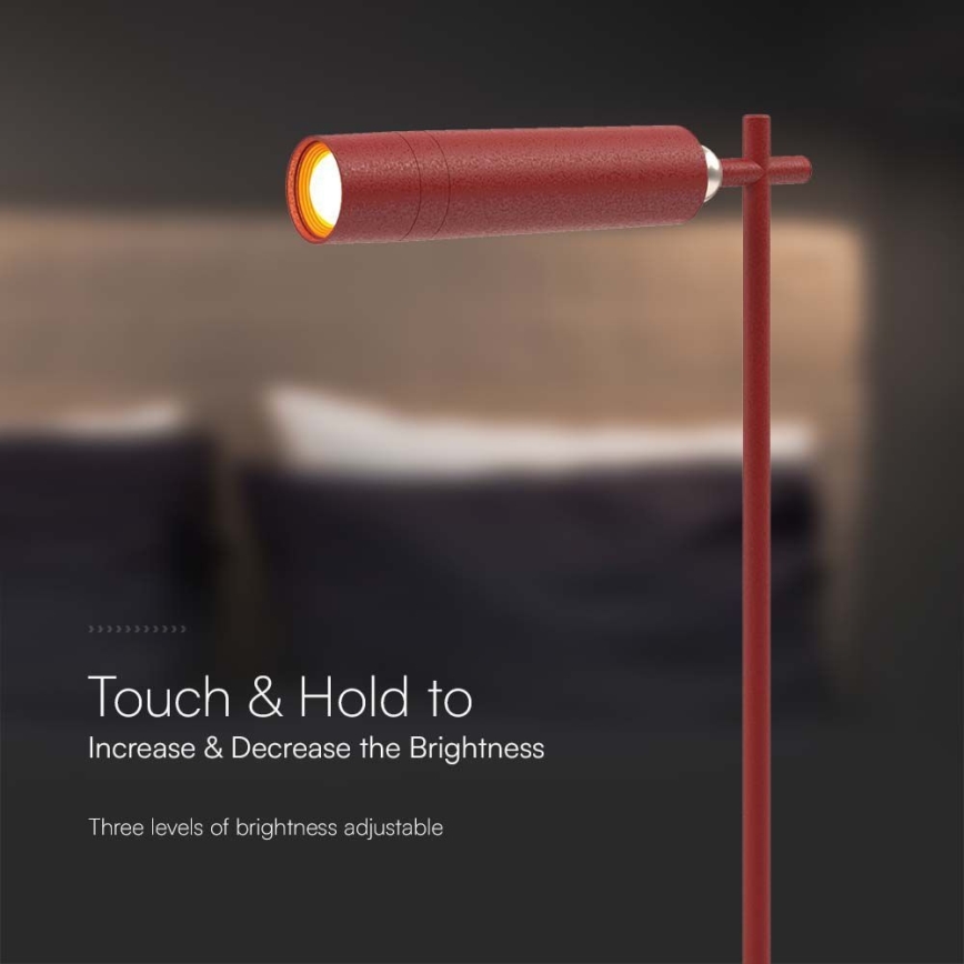 Lámpara de mesa LED magnética recargable y regulable 3en1 LED/3W/5V 4000K 1500 mAh rojo