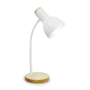 Lámpara de mesa MARMA 1xE27/60W/230V blanco/árbol de caucho