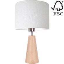 Lámpara de mesa MERCEDES 1xE27/40W/230V diá. 43 cm blanco/roble – FSC Certificado