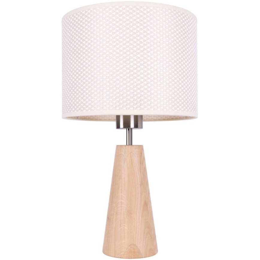 Lámpara de mesa MERCEDES 1xE27/40W/230V diá. 43 cm color crema/roble