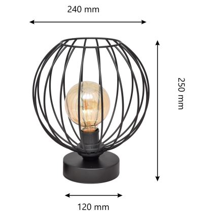 Lámpara de mesa MERCURE 1xE27/15W/230V negro