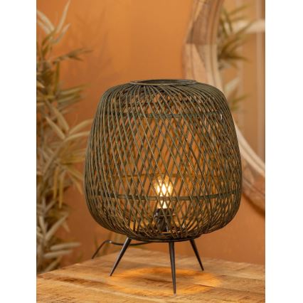 Lámpara de mesa MOZA 1xE27/60W/230V bambú verde