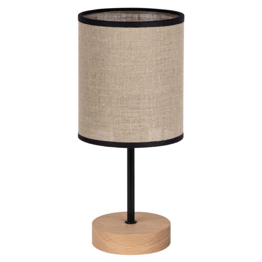 Lámpara de mesa NEGRO 1xE27/25W/230V roble
