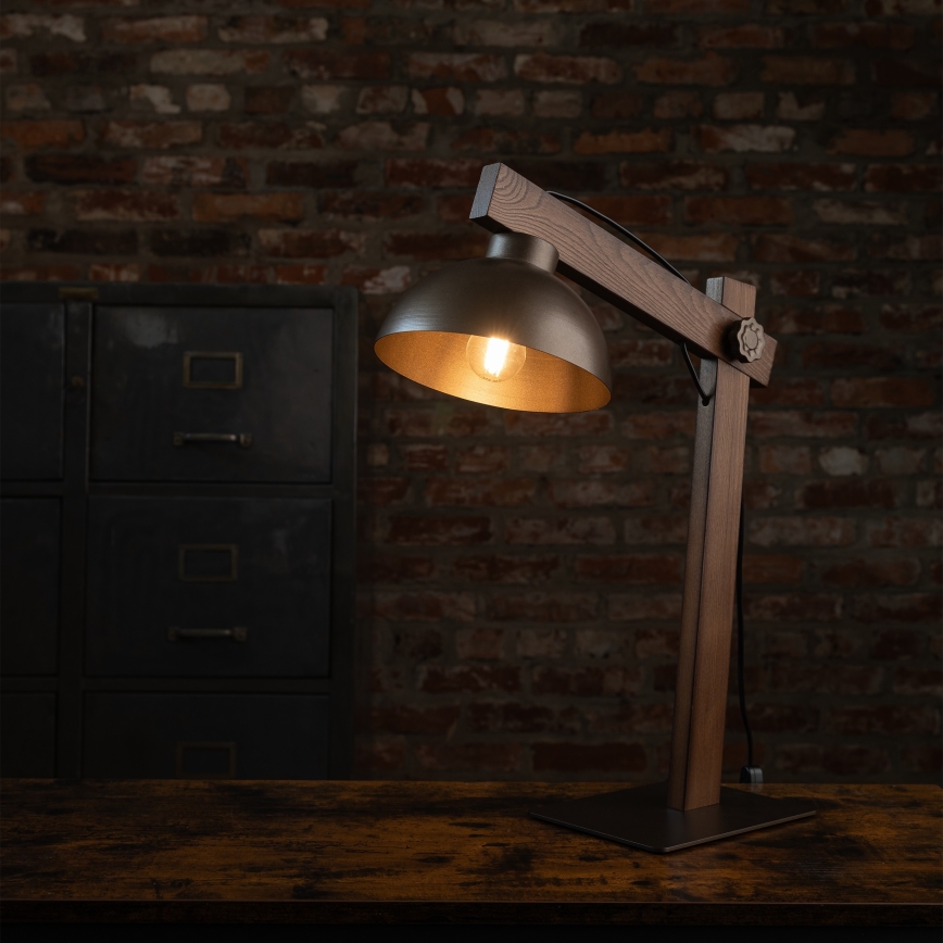 Lámpara de mesa OSLO 1xE27/15W/230V nogal/marrón