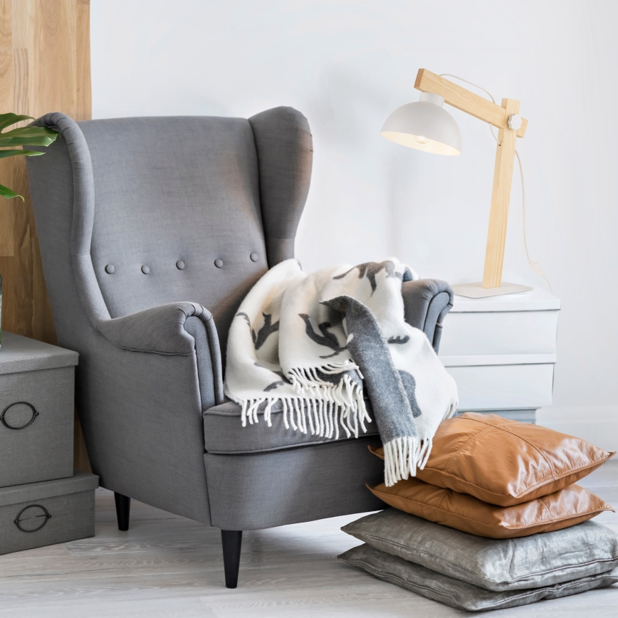 Lámpara de mesa OSLO 1xE27/15W/230V pino/blanco
