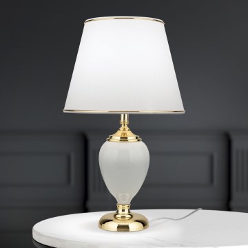 Lámpara de mesa OVUM 1xE27/40W/230V 48 cm cerámica blanco/dorado