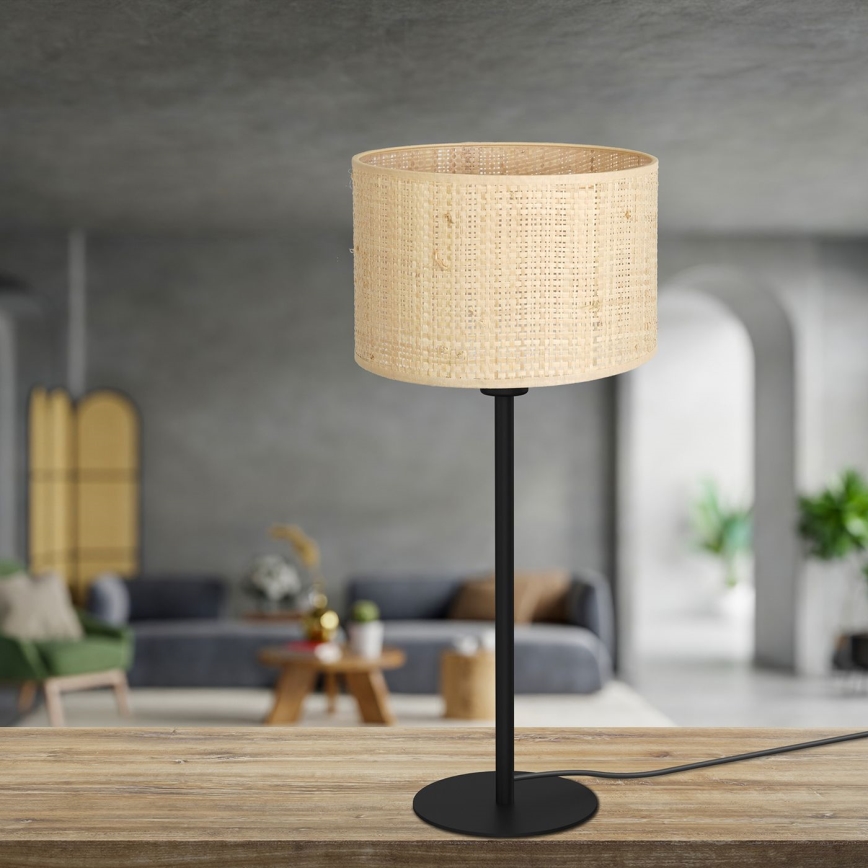 Lámpara de mesa RATTAN 1xE27/60W/230V diá. 25 cm ratán