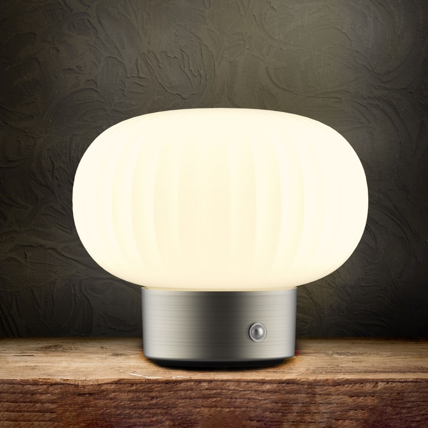 Lámpara de mesa regulable LED táctil LATTE LED/1,8W/5V USB 2000 mAh cromo mate/blanco