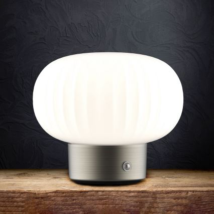 Lámpara de mesa regulable LED táctil LATTE LED/1,8W/5V USB 2000 mAh cromo mate/blanco