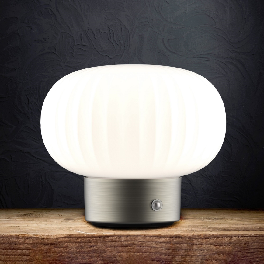 Lámpara de mesa regulable LED táctil LATTE LED/1,8W/5V USB 2000 mAh cromo mate/blanco