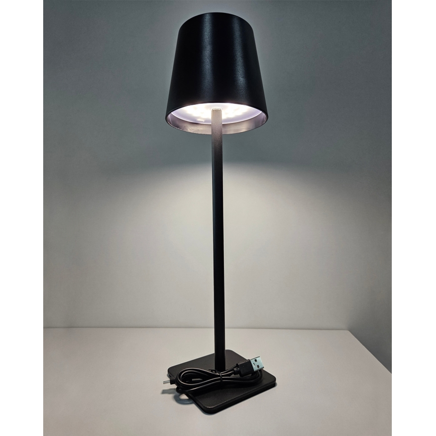 Lámpara de mesa regulable LED táctil LED/5W/5V USB 1200 mAh negro