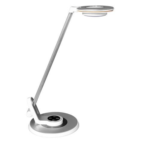 Lámpara de mesa regulable LED táctil LIMA LED/8W/230V USB plata