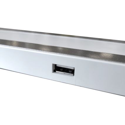 Lámpara de mesa regulable LED táctil MADERA LED/7W/230V USB blanco