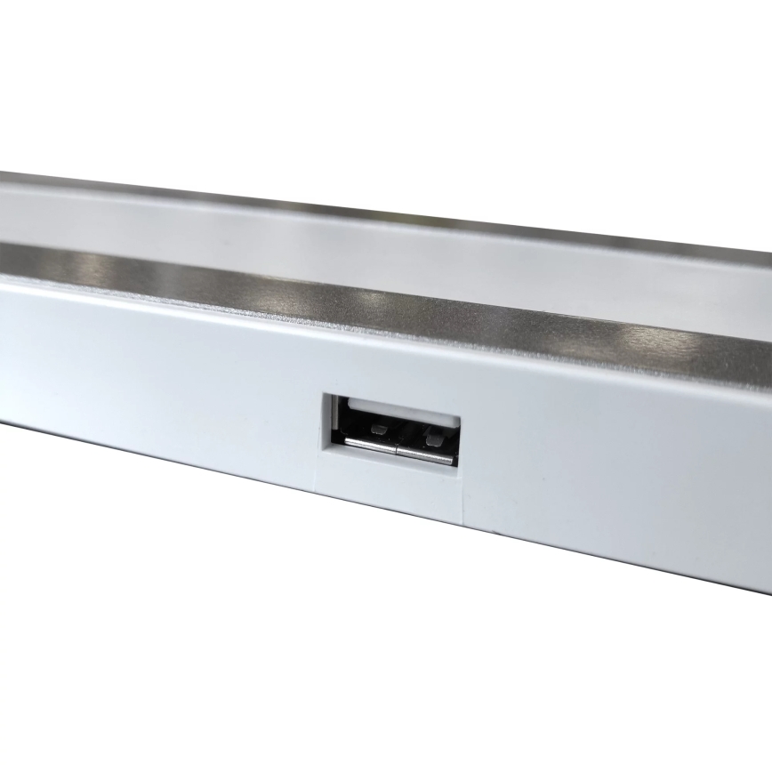 Lámpara de mesa regulable LED táctil MADERA LED/7W/230V USB blanco