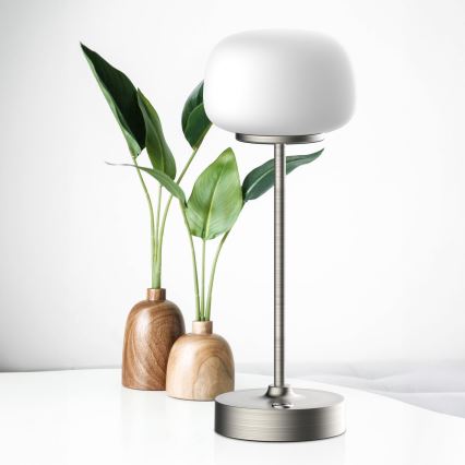 Lámpara de mesa regulable LED táctil RIMINI LED/2W/5V USB 2000 mAh cromo mate/blanco