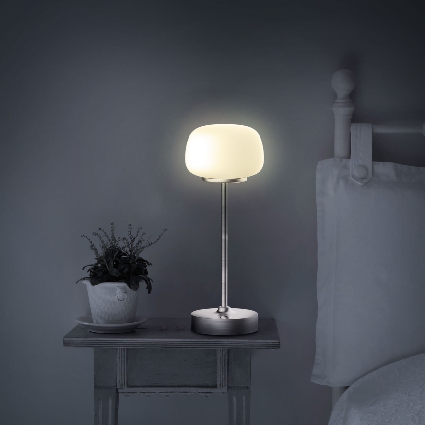 Lámpara de mesa regulable LED táctil RIMINI LED/2W/5V USB 2000 mAh cromo mate/blanco