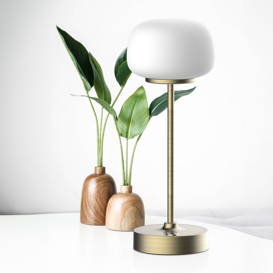Lámpara de mesa regulable LED táctil RIMINI LED/2W/5V USB 2000 mAh dorado/blanco