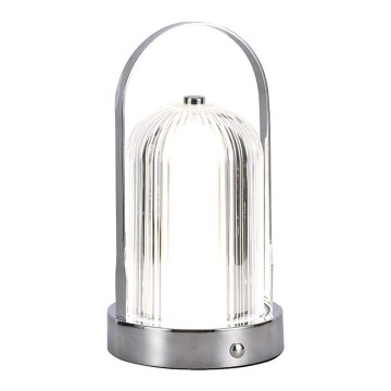 Lámpara de mesa táctil LED recargable y regulable LED/1W/5V 3000-6000K 1800 mAh cromo mate