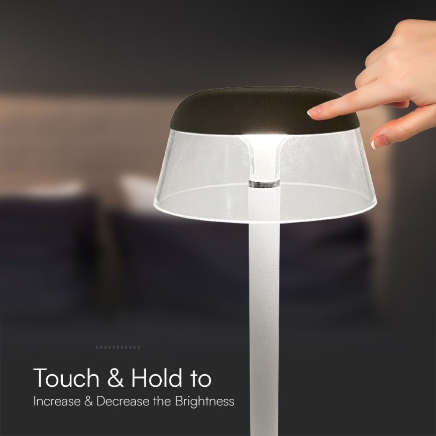 Lámpara de mesa táctil recargable LED regulable LED/3W/5V 3000-6000K 1800 mAh blanco