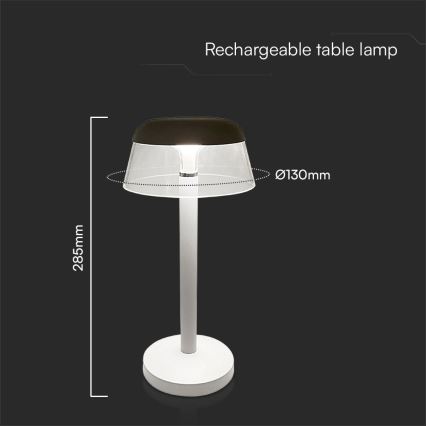 Lámpara de mesa táctil recargable LED regulable LED/3W/5V 3000-6000K 1800 mAh blanco