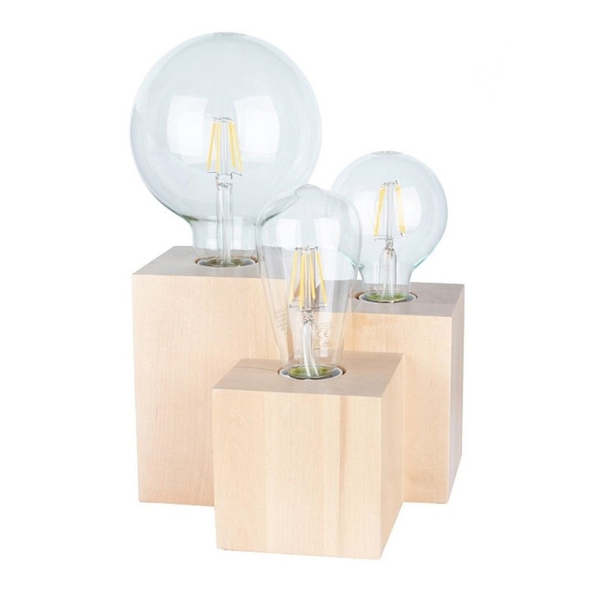 Lámpara de mesa VINCENT 3xE27/15W/230V abedul
