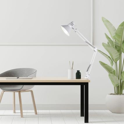 Lámpara de mesa WORKER 1xE27/10W/230V blanco