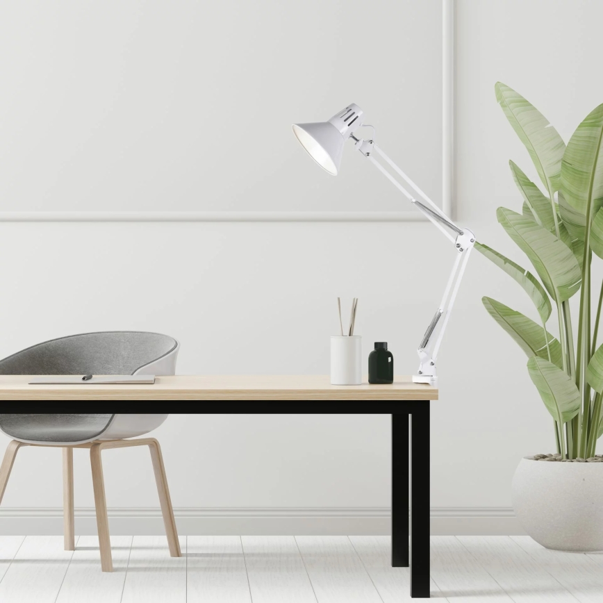 Lámpara de mesa WORKER 1xE27/10W/230V blanco