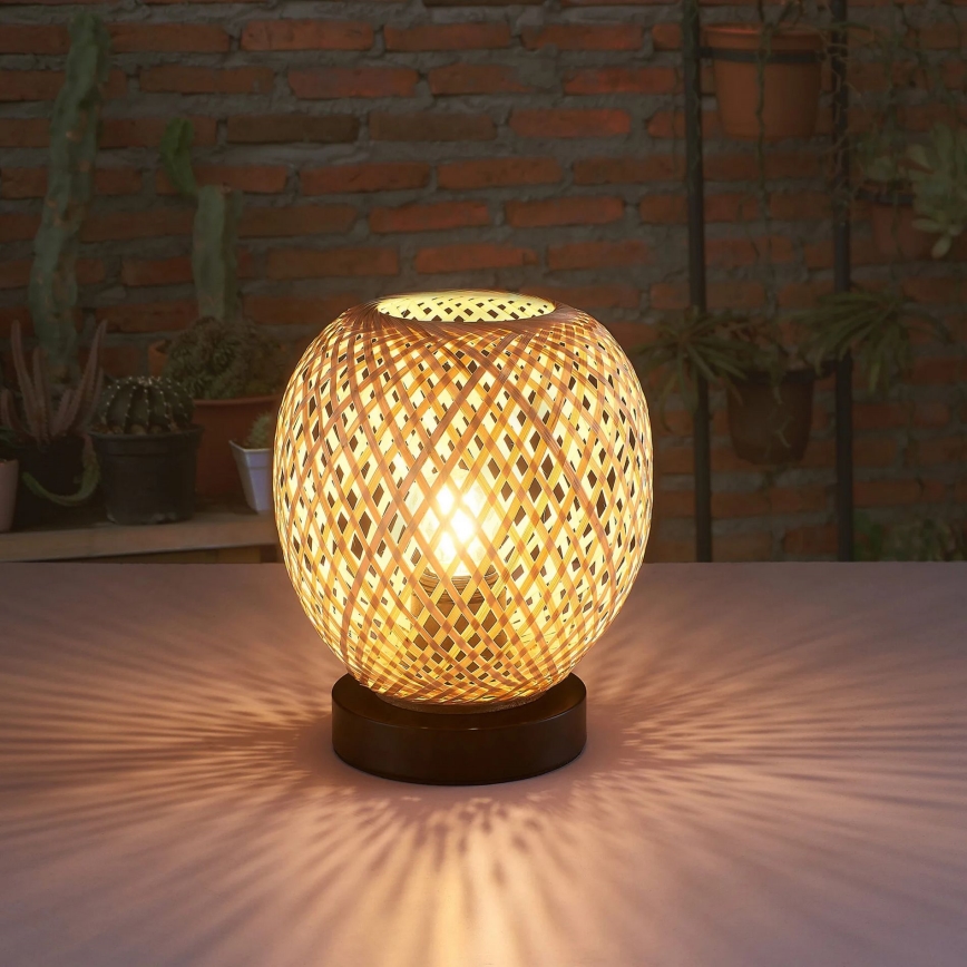 Lámpara de mesa ZANZIBAR 1xE27/20W/230V diá. 18 cm bambú