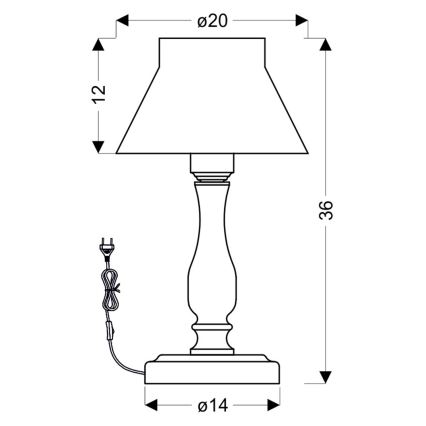 Lámpara de mesa ZEFIR 1xE27/40W/230V