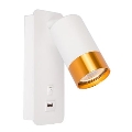 Lámpara de pared con cargador USB 1xGU10/35W/230V blanco/dorado