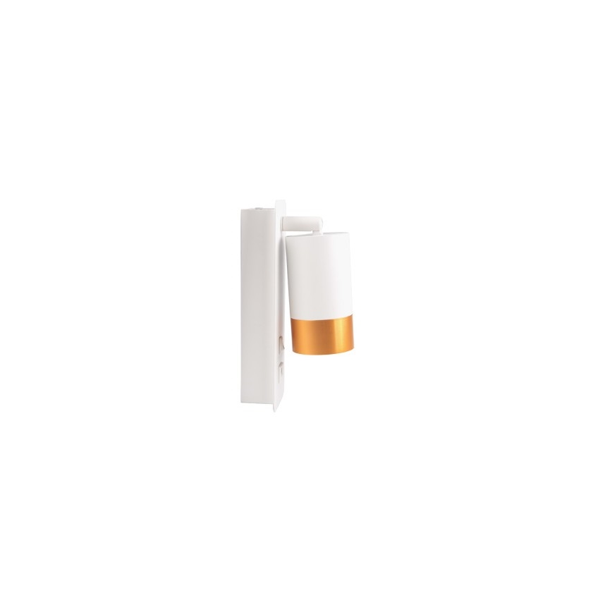 Lámpara de pared con cargador USB 1xGU10/35W/230V blanco/dorado