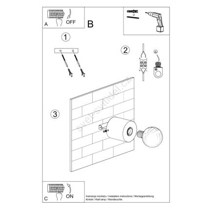 Lámpara de pared SALGADO 1xE27/60W/230V concreto