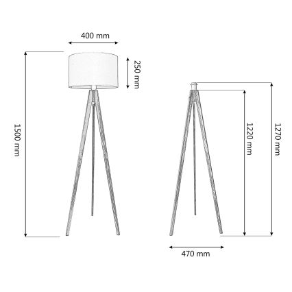 Lámpara de pie ALBA 1xE27/15W/230V color crema/pino