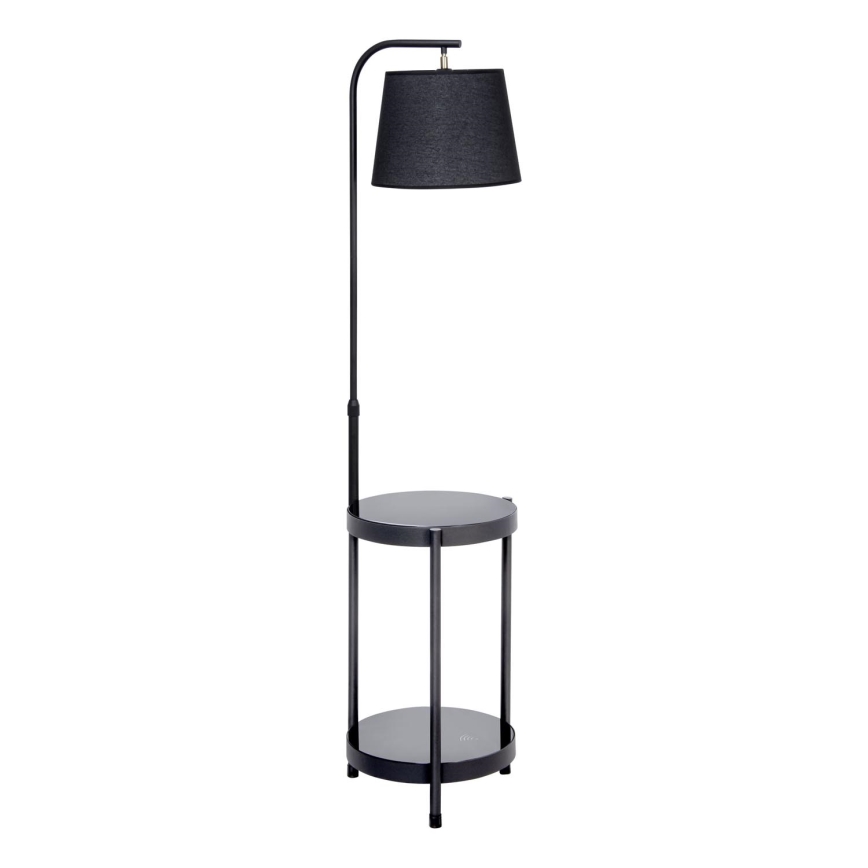 Lámpara de pie con mesa 1xE27/60W/230V USB negro