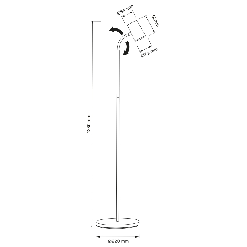 Lámpara de pie FELIX 1xGU10/9W/230V negro