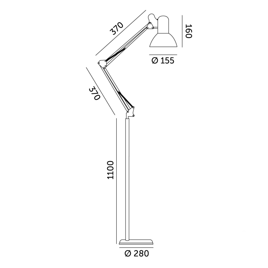 Lámpara de pie flexible AURIQ 1xE27/60W/230V 184 cm negro