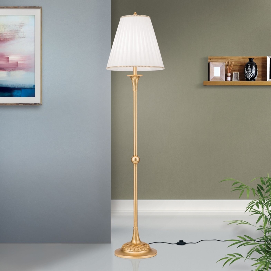Lámpara de pie FONSA 1xE27/60W/230V blanco/dorado