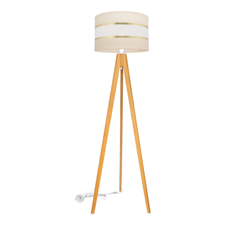 Lámpara de pie HELEN 1xE27/15W/230V color crema/dorado/roble