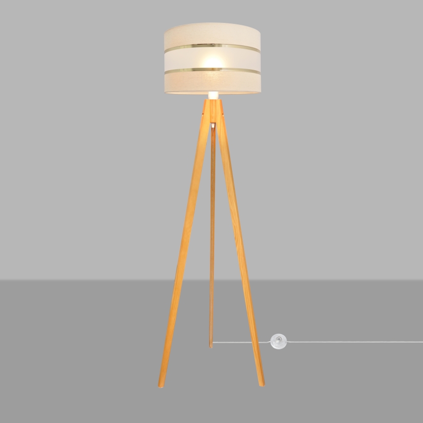 Lámpara de pie HELEN 1xE27/15W/230V color crema/dorado/roble