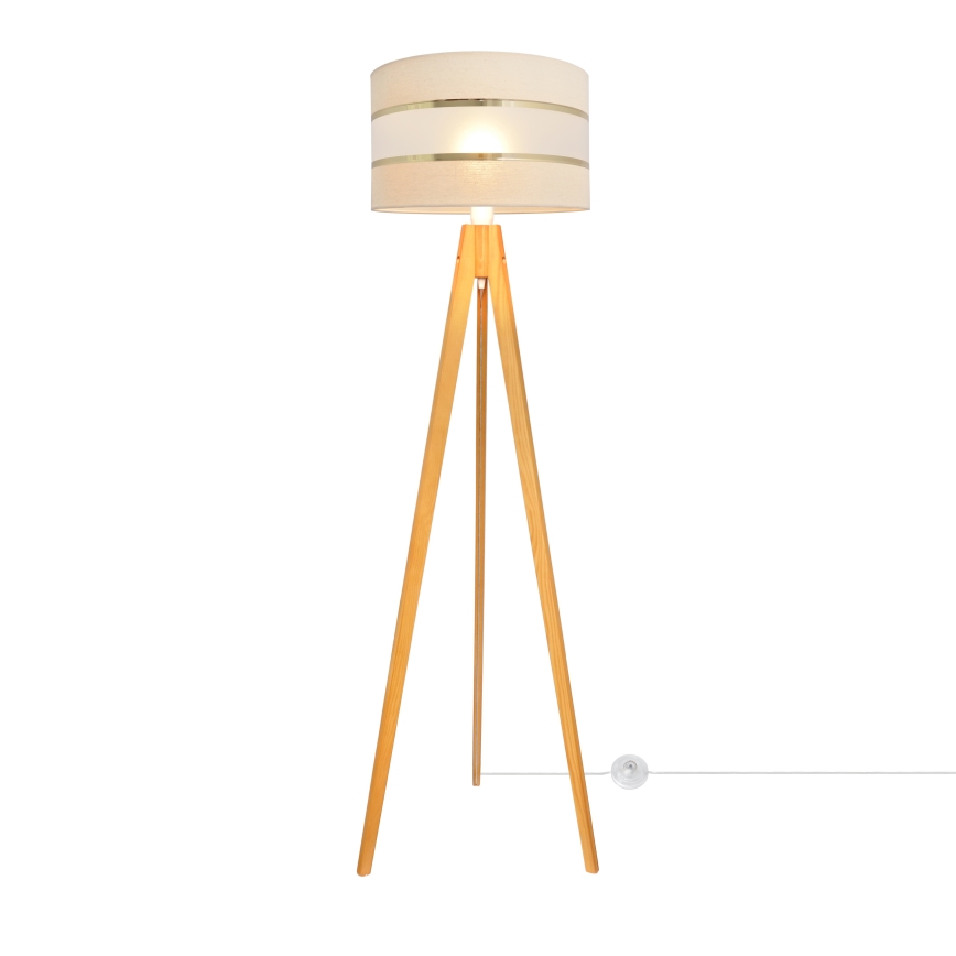 Lámpara de pie HELEN 1xE27/15W/230V color crema/dorado/roble