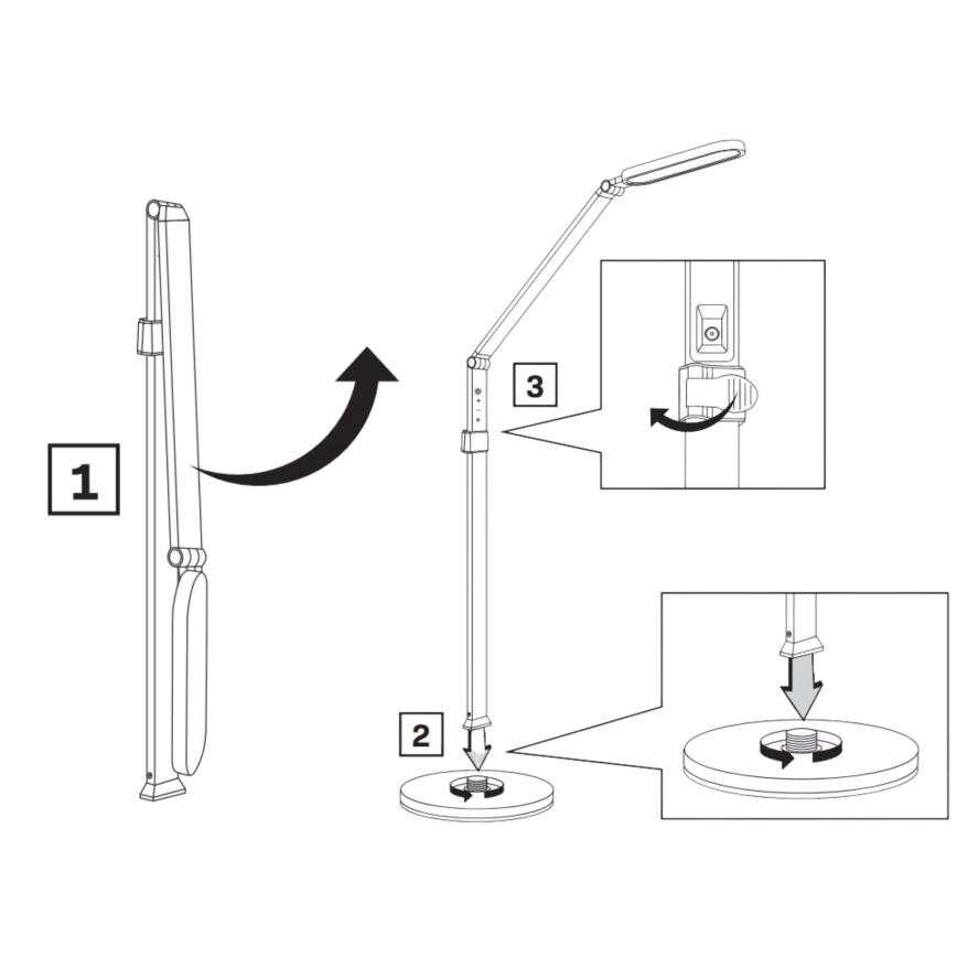 Lámpara de pie LED táctil regulable FERRARA LED/13W/230V 3000/4000/6000K negro