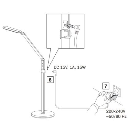 Lámpara de pie LED táctil y regulable FERRARA LED/13W/230V 3000/4000/6000K blanco