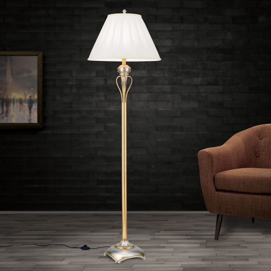 Lámpara de pie TIZIA 1xE27/60W/230V blanco/dorado/pátina
