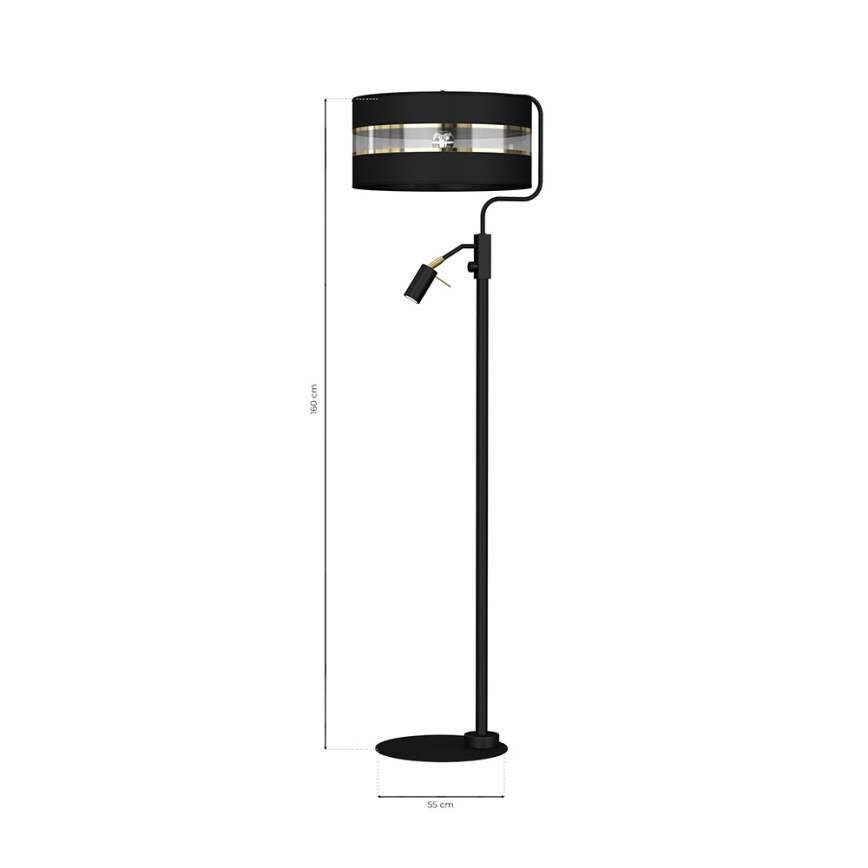 Lámpara de pie ULTIMO 1xE27/40W/230V + 1xGU10/MR11/7W negro