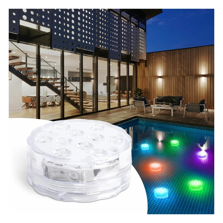 Lámpara de piscina LED regulable LED/3xAAA IP68 + mando a distancia