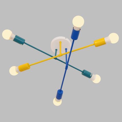 Lámpara de superficie CAMBRIDGE 6xE27/20W/230V azul/amarillo