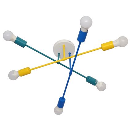 Lámpara de superficie CAMBRIDGE 6xE27/20W/230V azul/amarillo