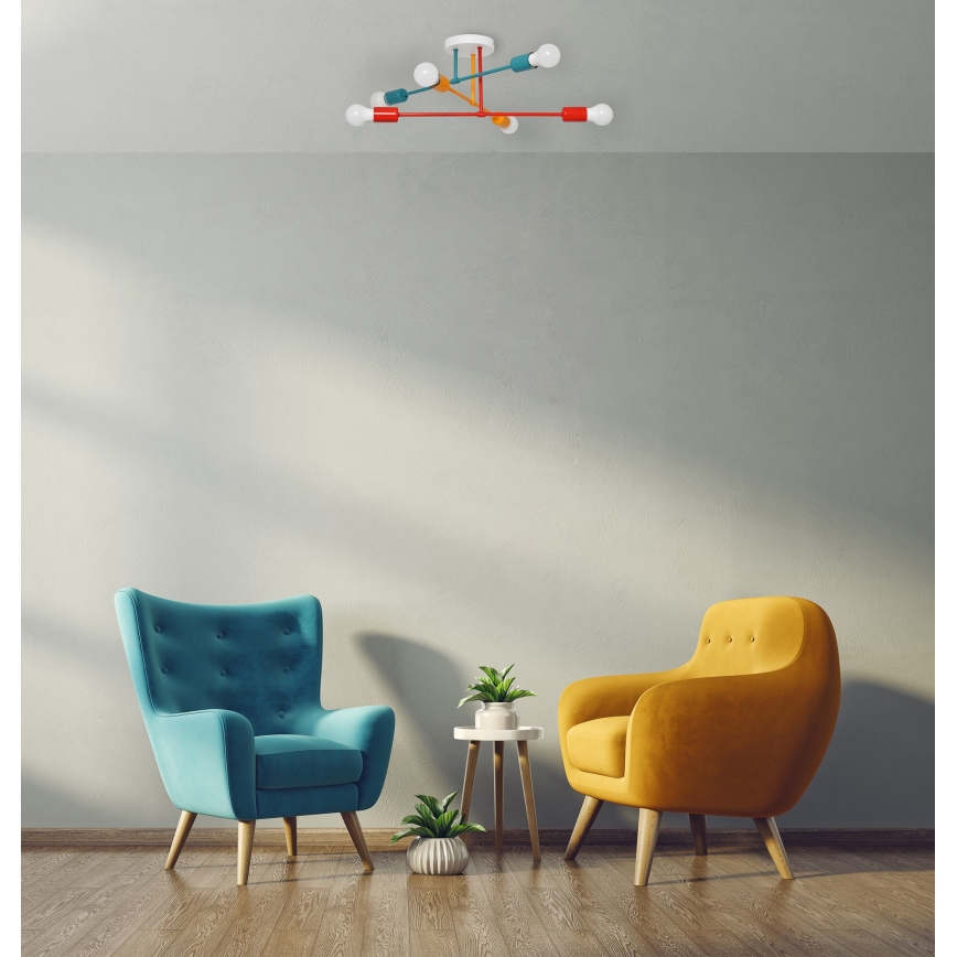 Lámpara de superficie CAMBRIDGE 6xE27/20W/230V azul/rojo/naranja