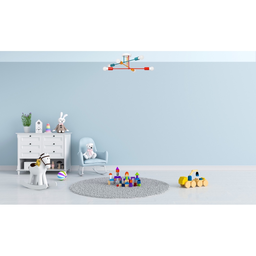 Lámpara de superficie CAMBRIDGE 6xE27/20W/230V azul/rojo/naranja