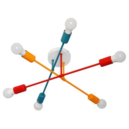 Lámpara de superficie CAMBRIDGE 6xE27/20W/230V azul/rojo/naranja